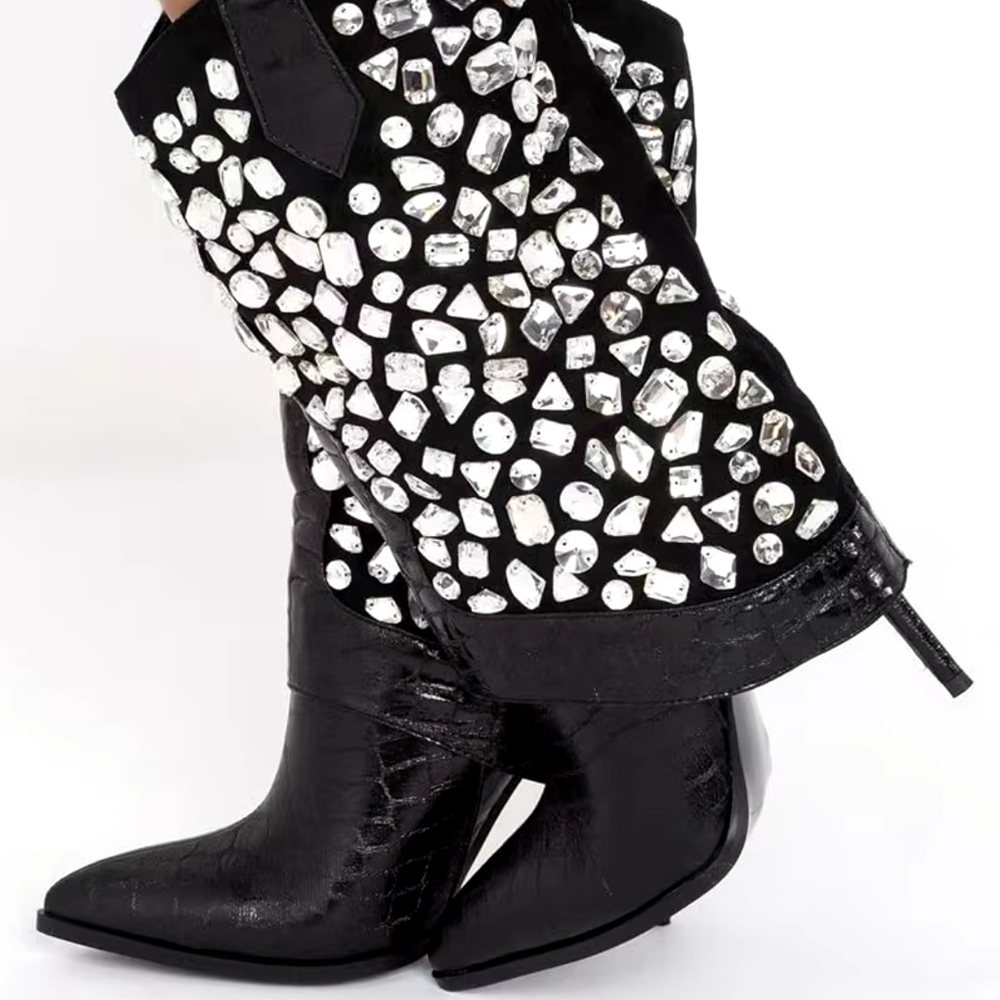 Womens Crystal Mid Calf Boot